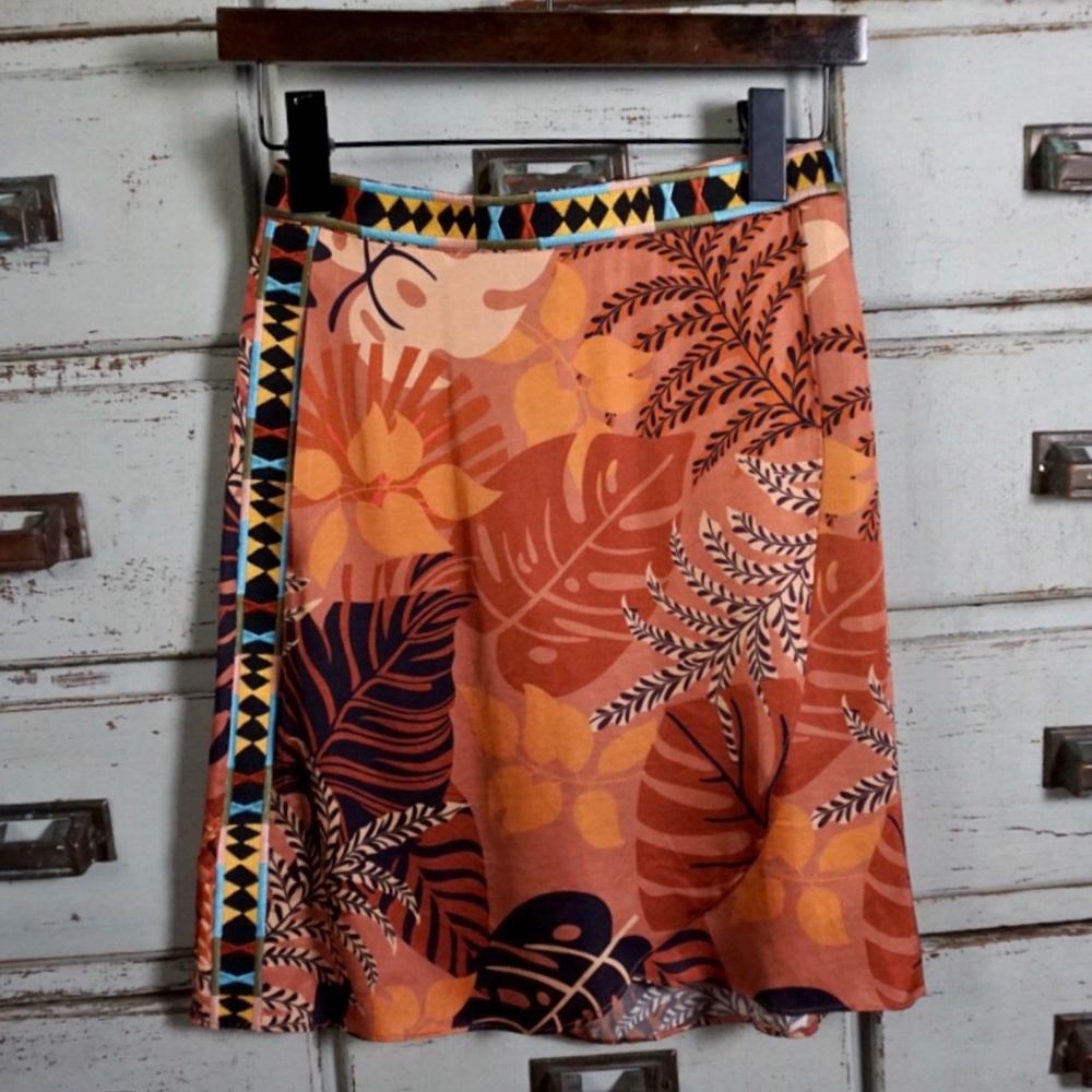 Anthropologie Farm Rio Isobel Leaf Mini Skirt XXS